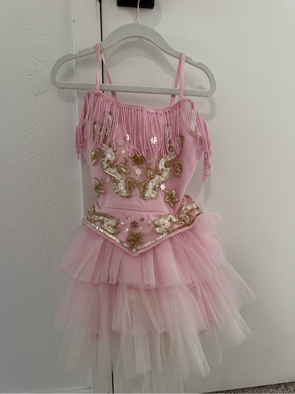 Tutu Du Monde Pink Fringe Tutu Dress with Gold Sequin Stars